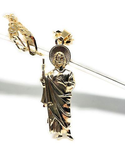 Gold Plated St Jude Pendant Chain Necklace Oro San Judas Tadeo Cadena –  Bazar Mayan