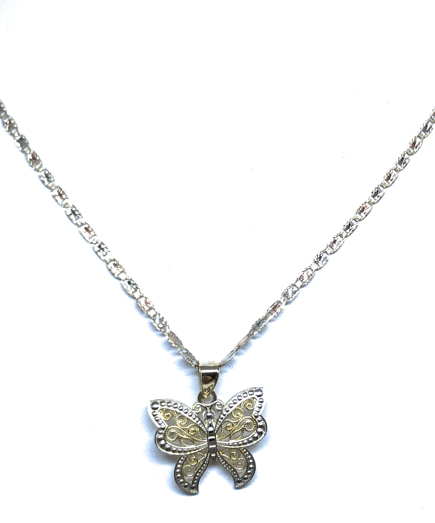 14k Solid Gold Butterfly Pendant Necklace Valentina Chain – Fran