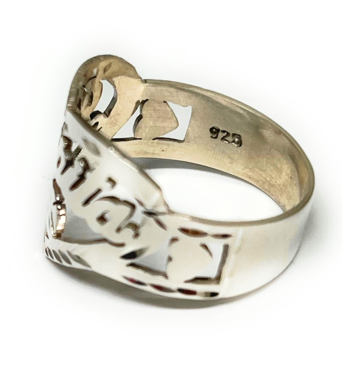 925 Sterling Silver Size 6 Heart Belt Ring 2.9 Grams (RIN6031)