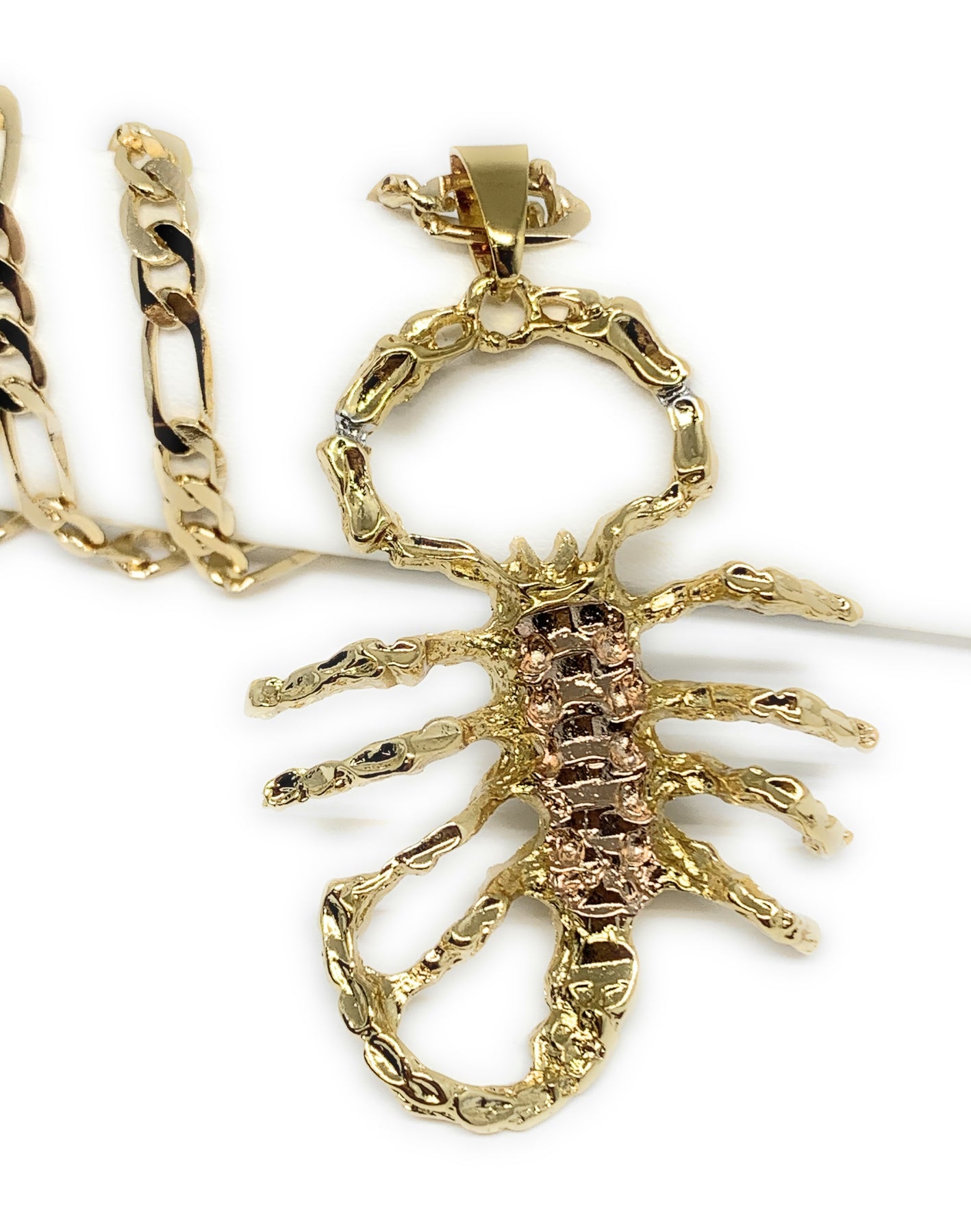 Gold Plated Yellow and Rose Big Scorpion Pendant Necklace 26
