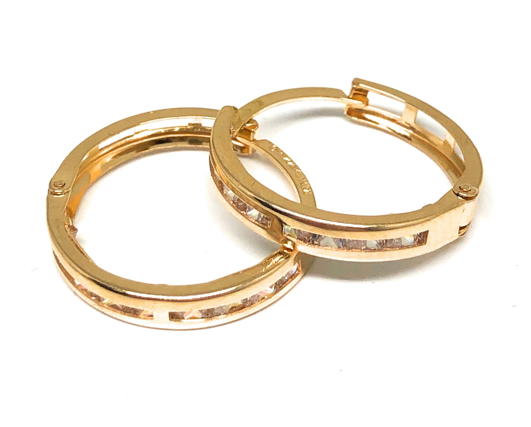 14k Solid Gold Cubic Zirconia Huggie Earrings – Fran & Co. Jewelry