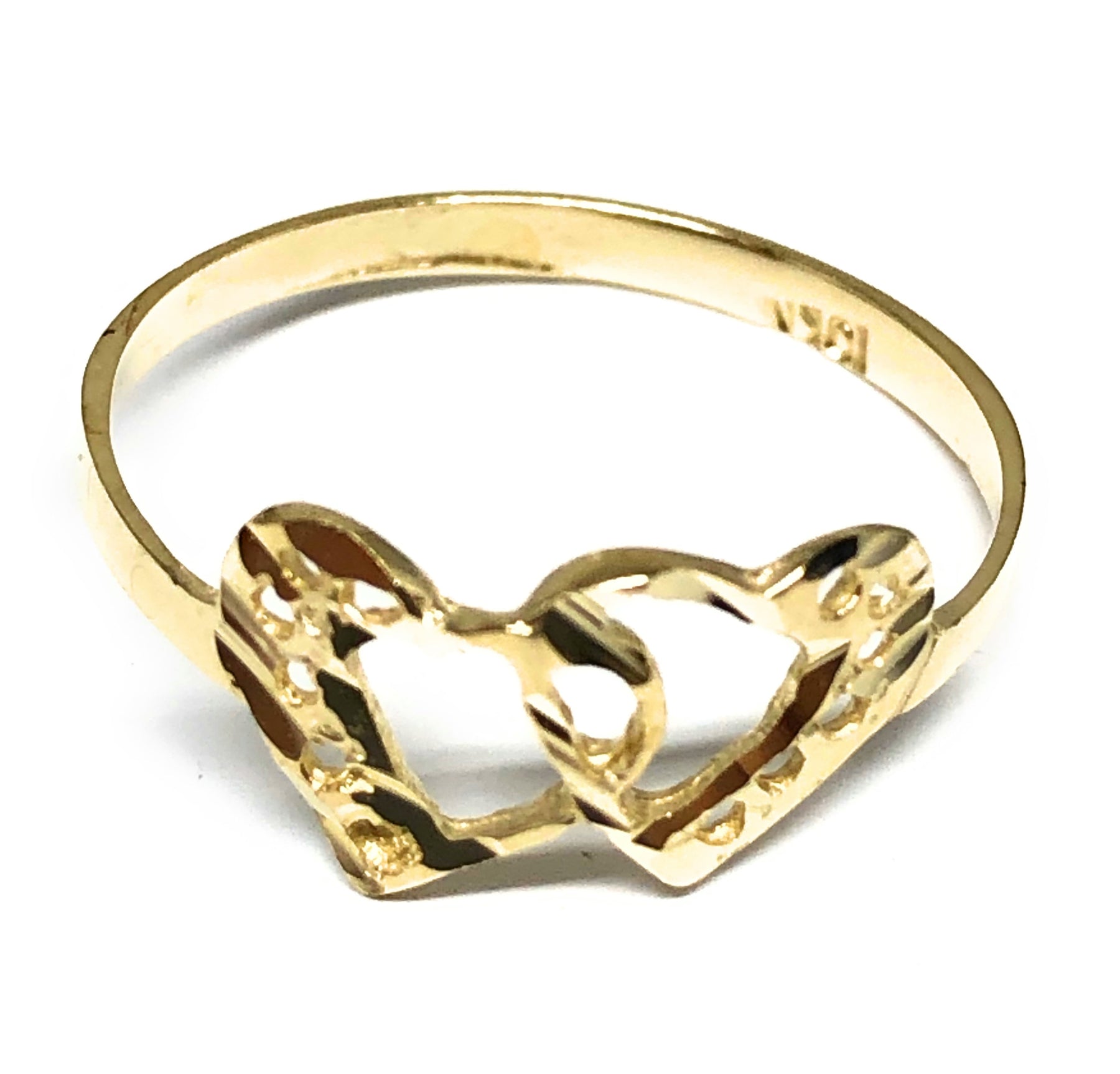 10k Solid Gold Yellow Double Heart Ring (FC 142) – PO Box 1658