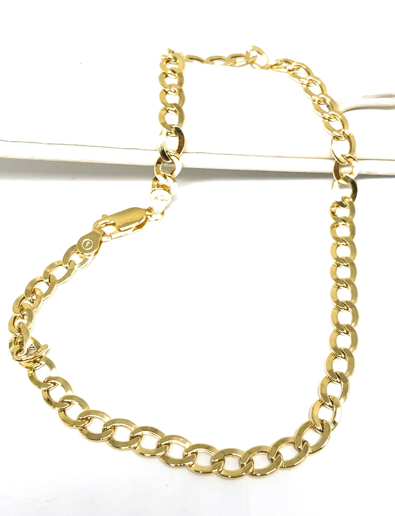 10k Yellow Gold 3.35mm Curb Cuban Link Chain Bracelet - with