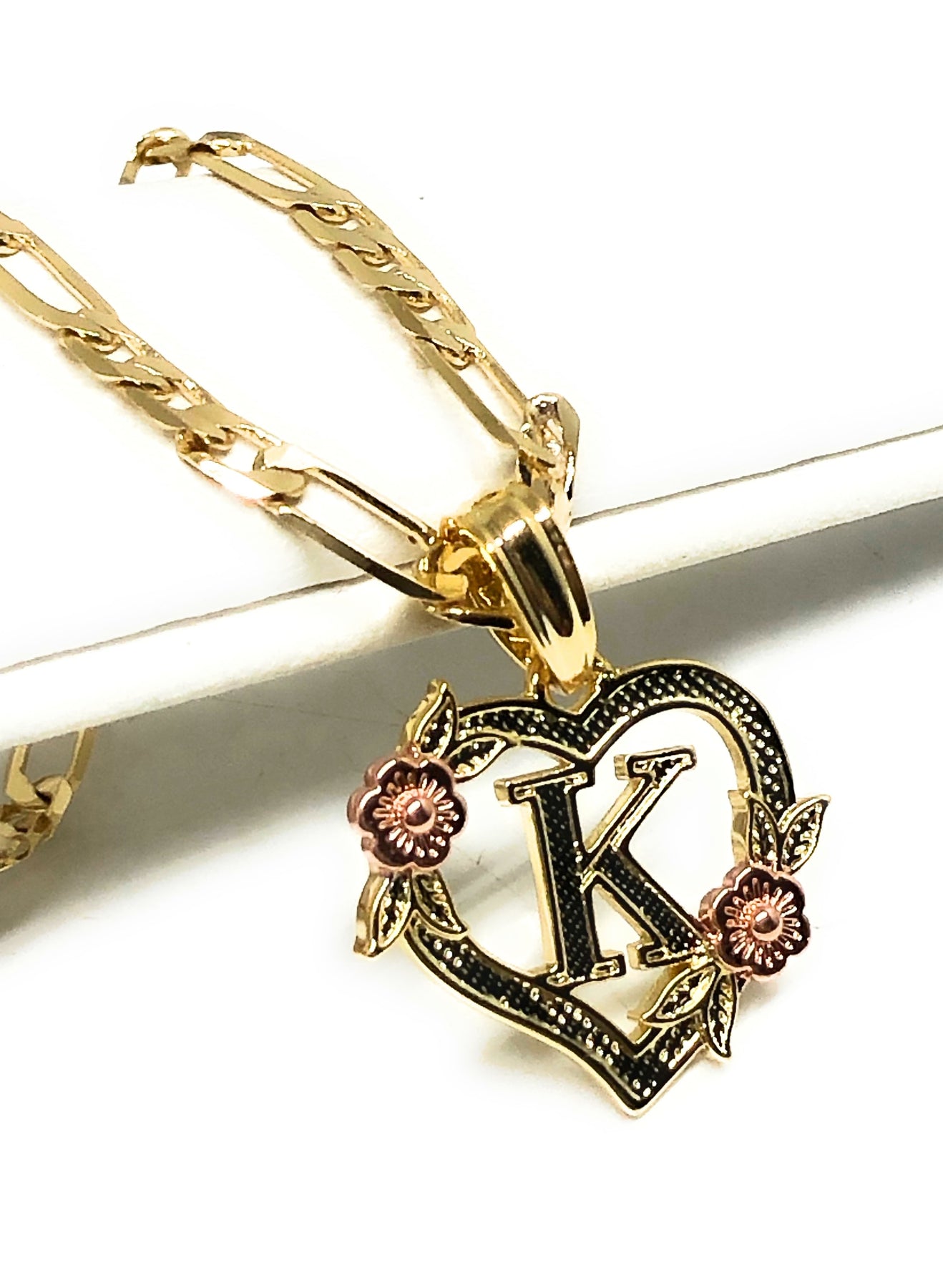 10k Solid Gold Yellow & Rose Gold Heart CUSTOMIZED Initial Letter Pend –  Fran & Co Jewelry