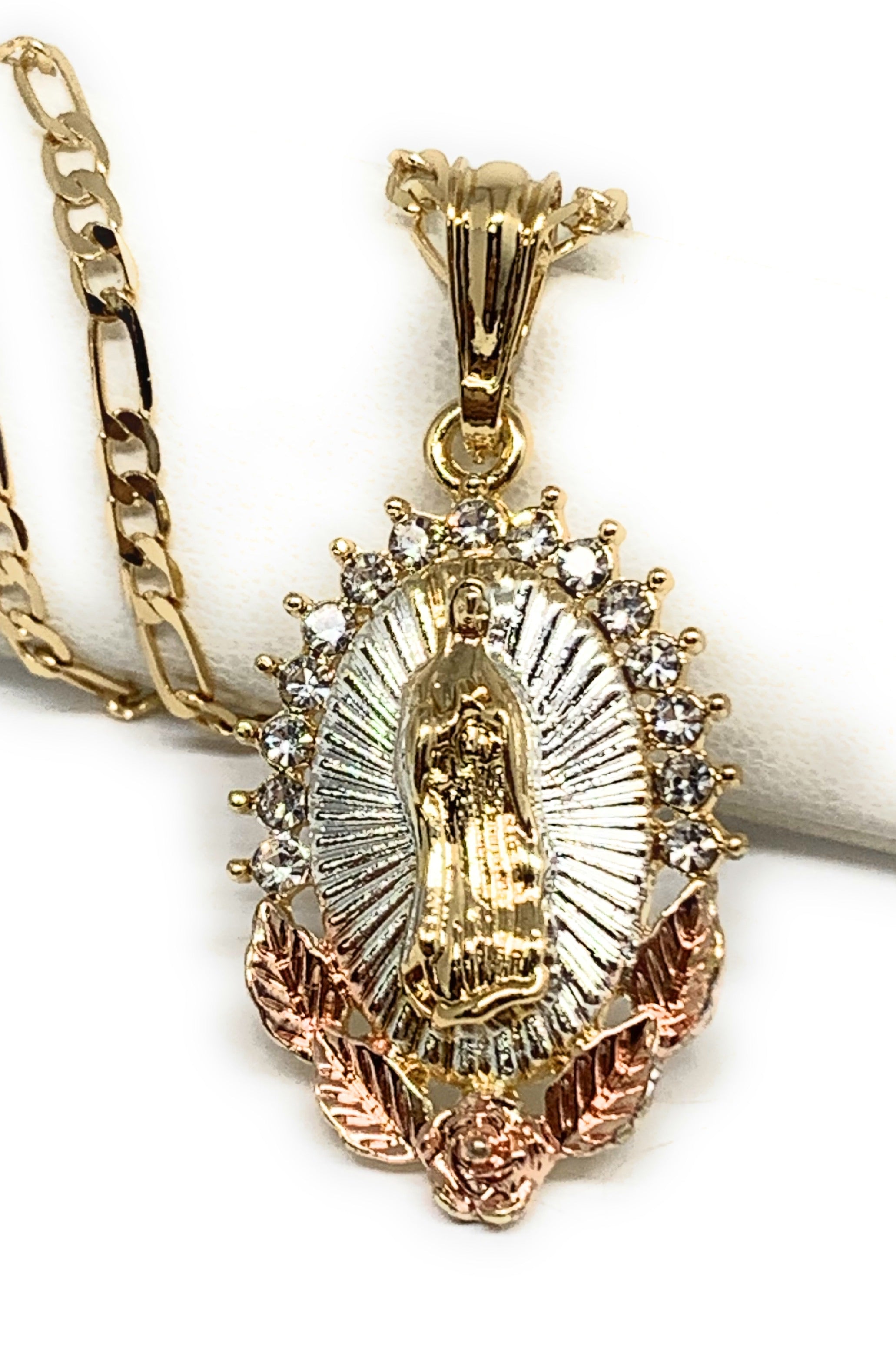 Gold Plated Virgin Mary Pendant Necklace Virgen de Guadalupe Pendant ...