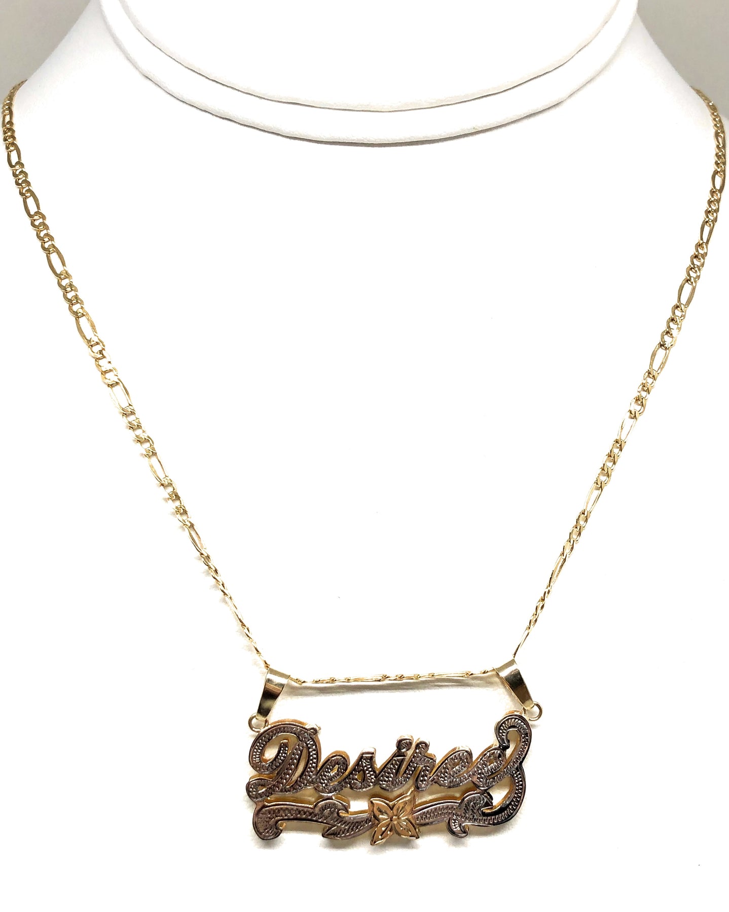 10k Solid Gold Yellow Custom Nameplate Pendant Necklace with Chain