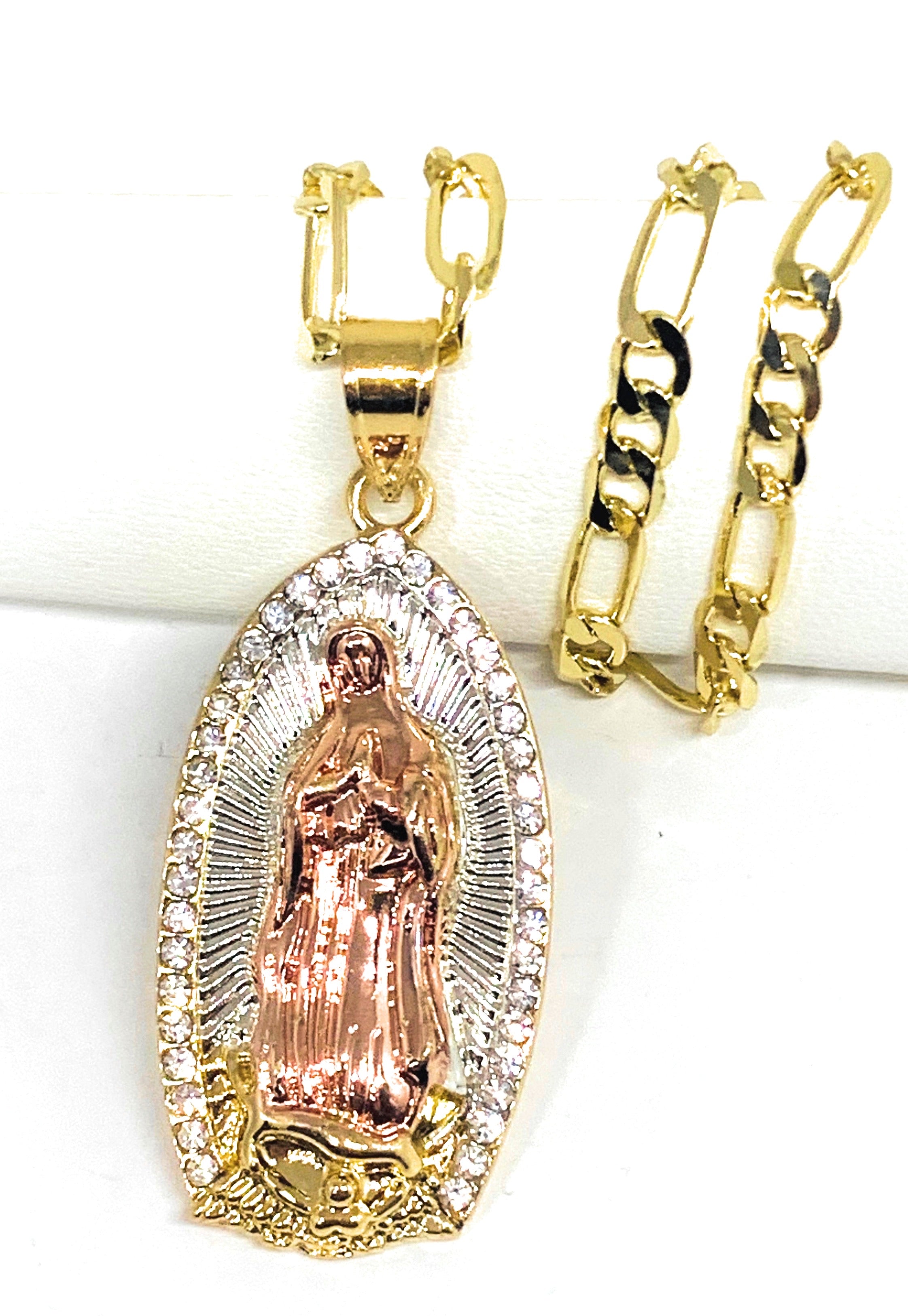 Gold Plated Virgin Mary Pendant Necklace Virgen de Guadalupe Pendant ...