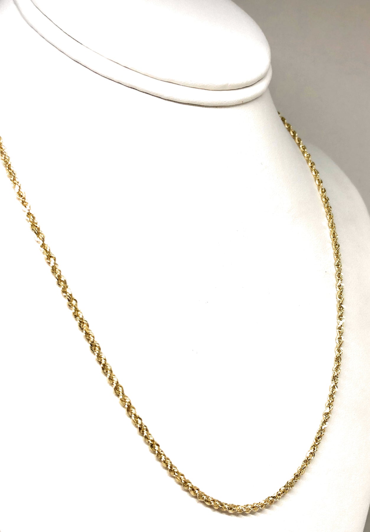 10k Solid Gold Yellow Rope VERY THIN Chain 16-24 inches 1.5mm