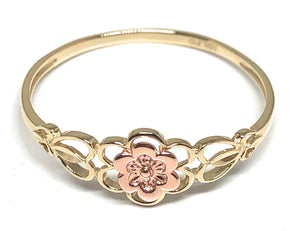 14k Solid Gold Yellow & Rose Gold DAINTY Flower Ring (FC 173) - Fran & Co. Jewelry Inc.