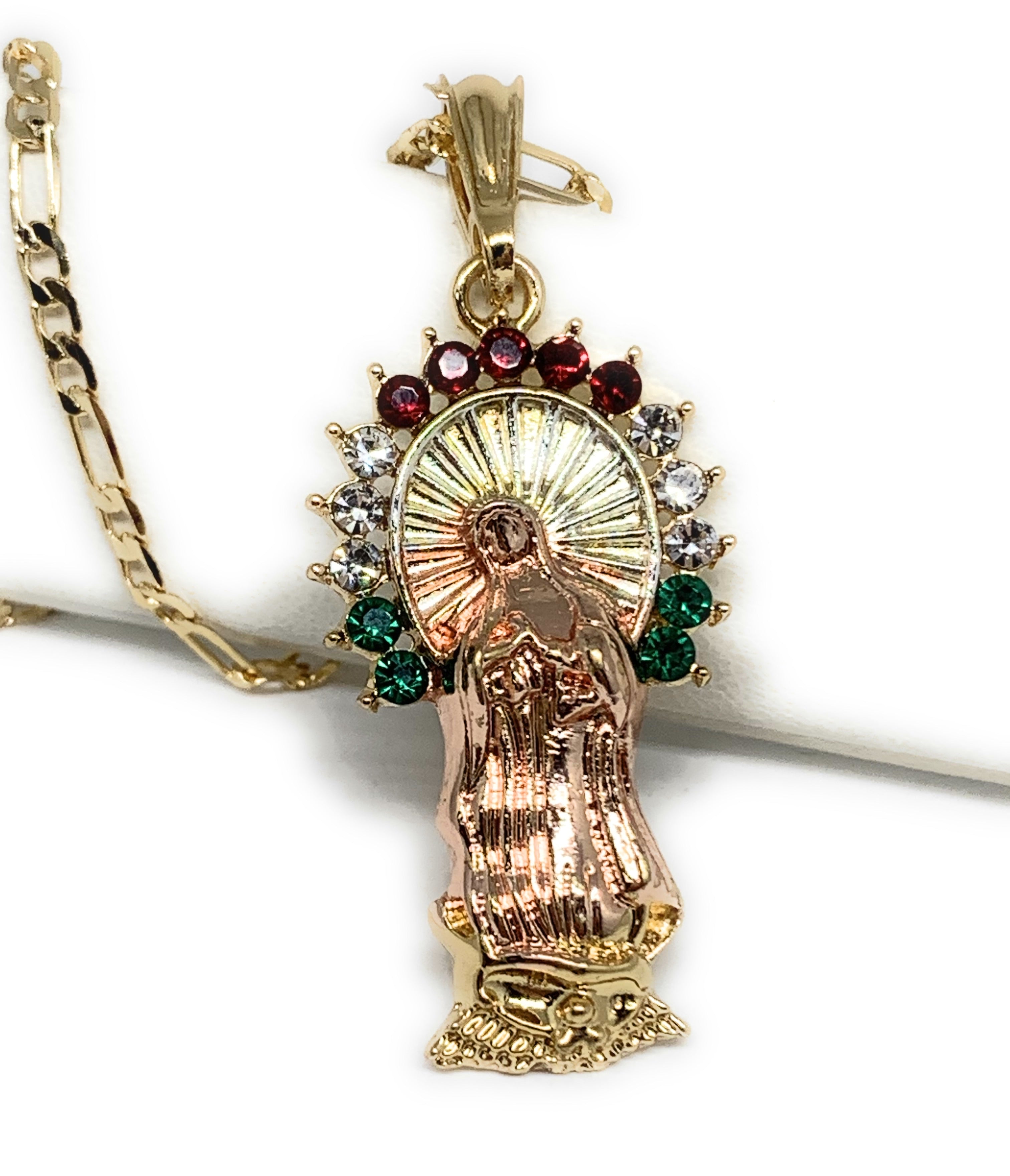 Gold Plated Virgin Mary Pendant Necklace Virgen de Guadalupe Pendant ...