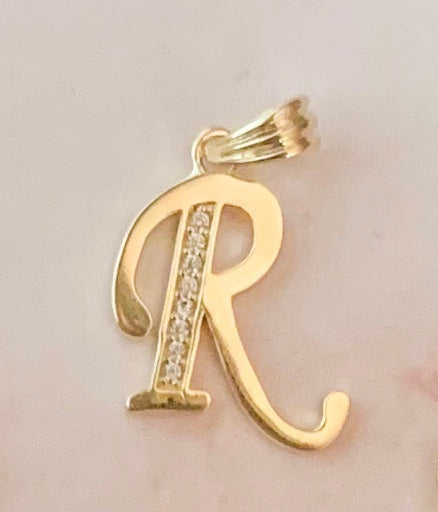 Personalized handmade modern letters monogram pendant in 10K, 14K or 18K  solid gold, also Sterling Silver or 14K gold filled.