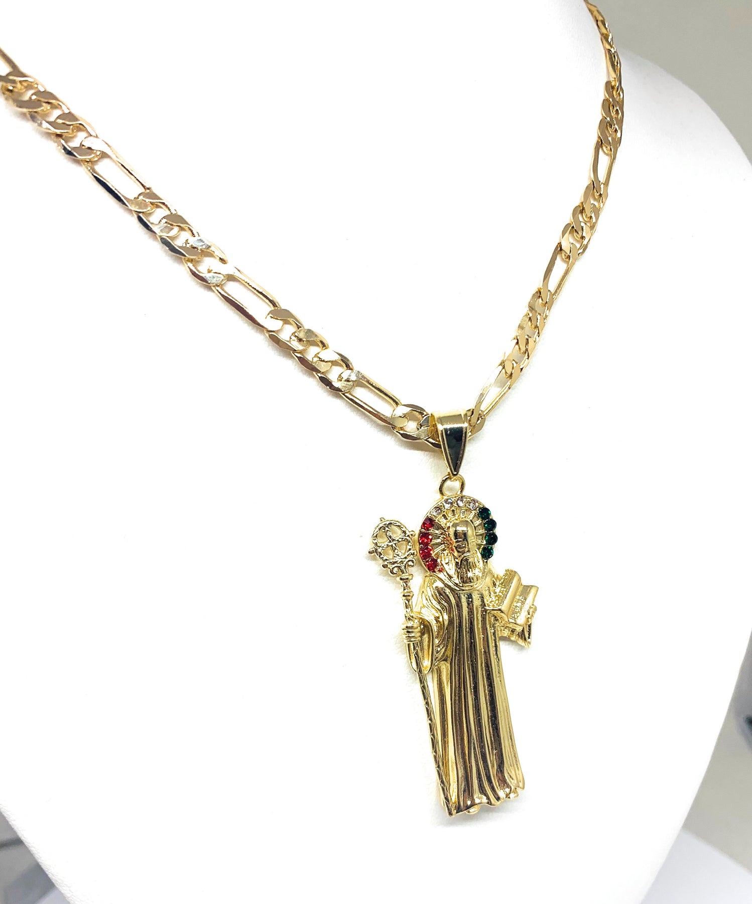 Gold Plated Saint Benedict Medal Pendant Necklace San Benito