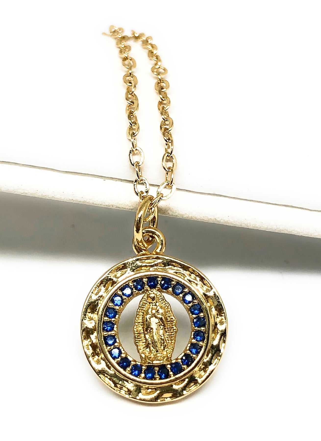 Gold Plated Virgin Mary Pendant Necklace Virgen De Guadalupe Pendant Fran And Co Jewelry 9086