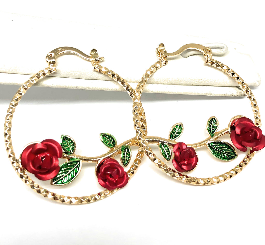 Gold Plated Filigrana Flower Basket Earrings Aretes Canasta Oro