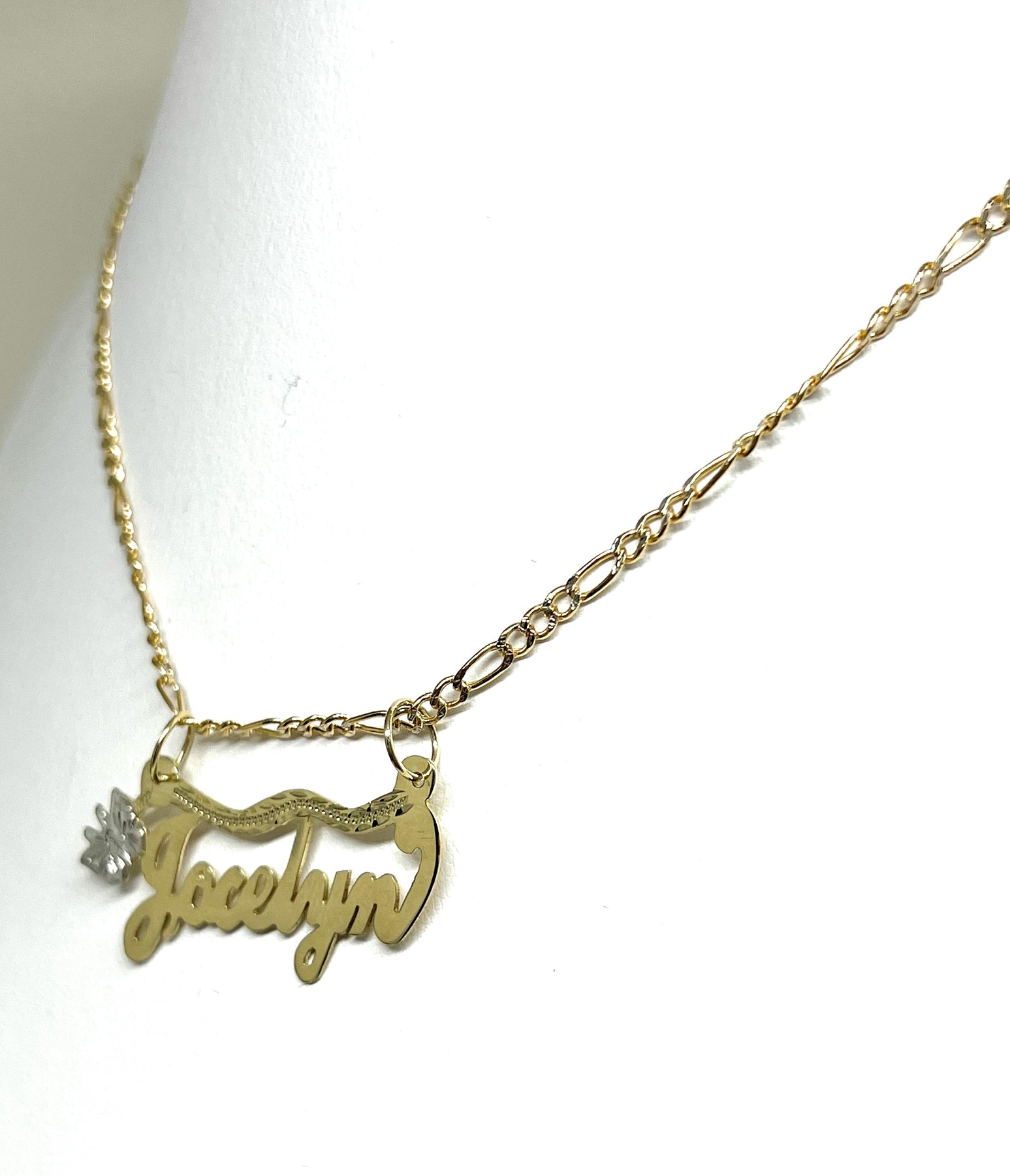 10k Solid Gold Yellow Custom Nameplate Pendant Necklace with Chain