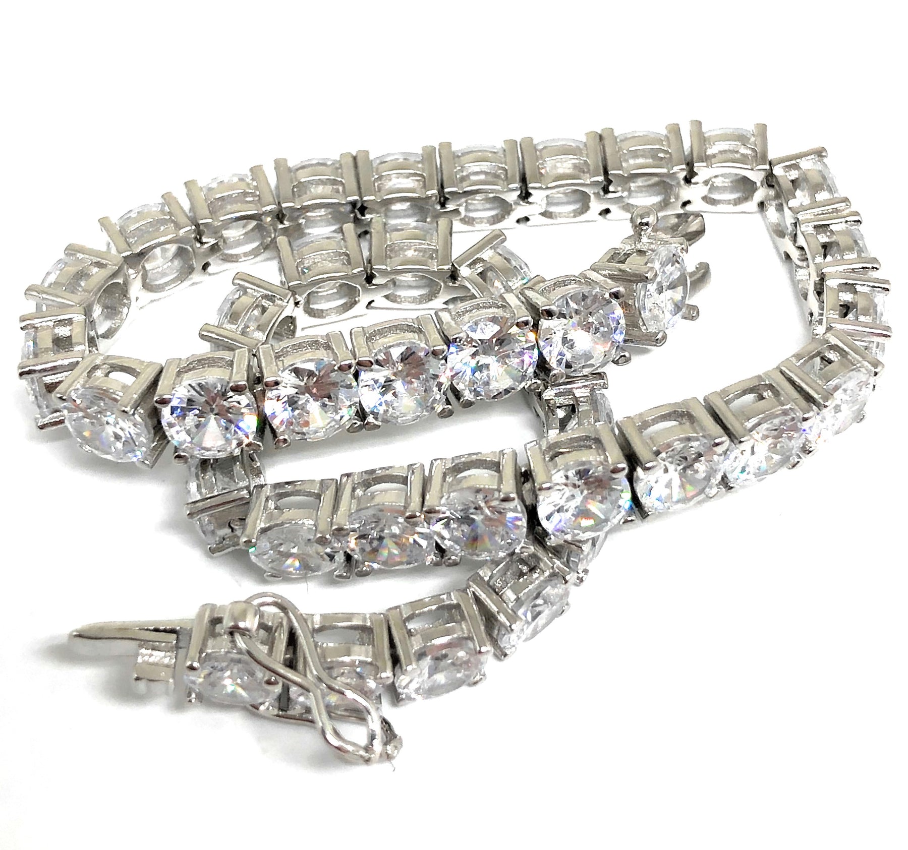 SOLID 925 Sterling Silver Baguette Tennis Bracelet ICED CZ