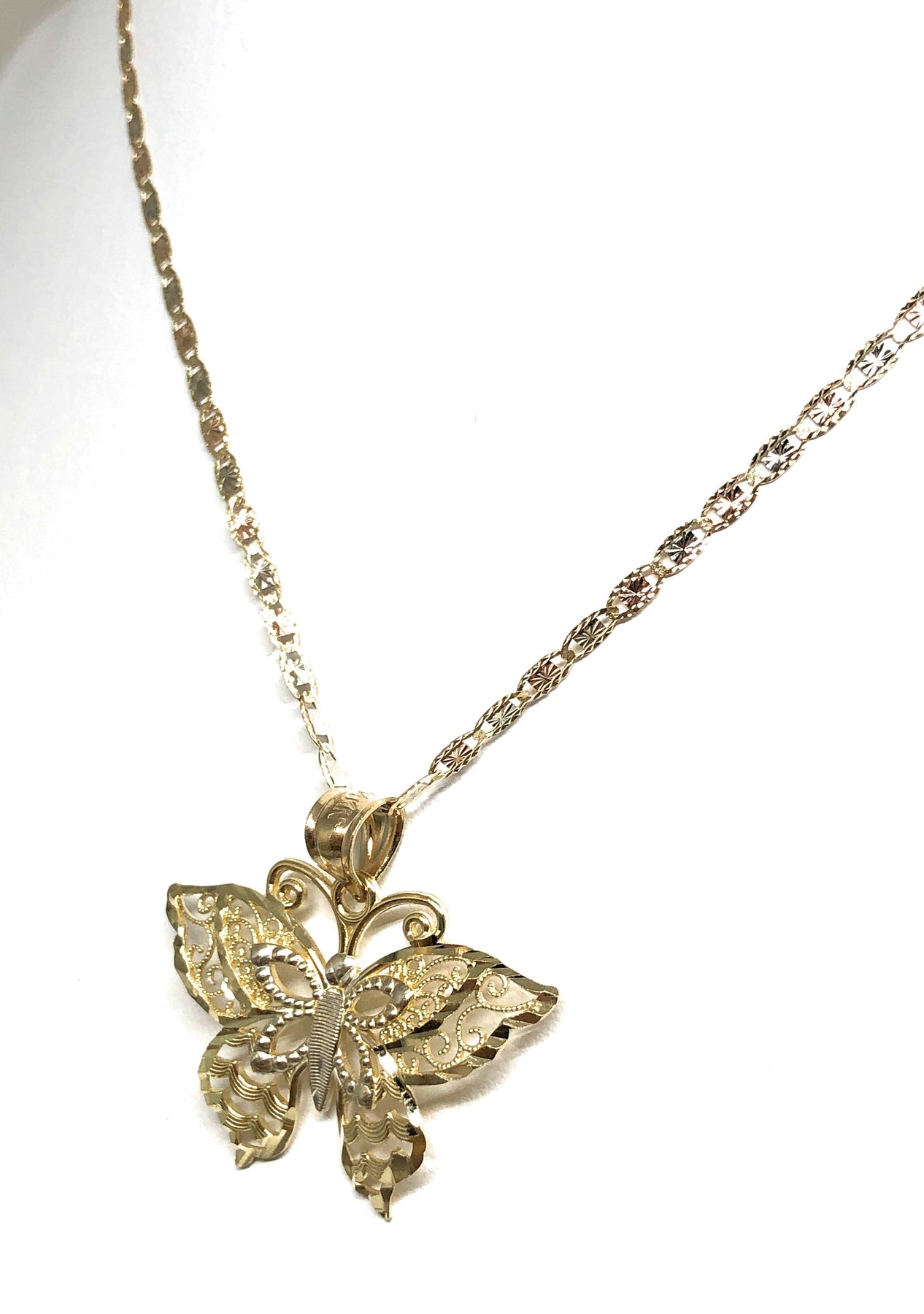 10k Solid Gold Butterfly Pendant Necklace Valentina Chain – Fran