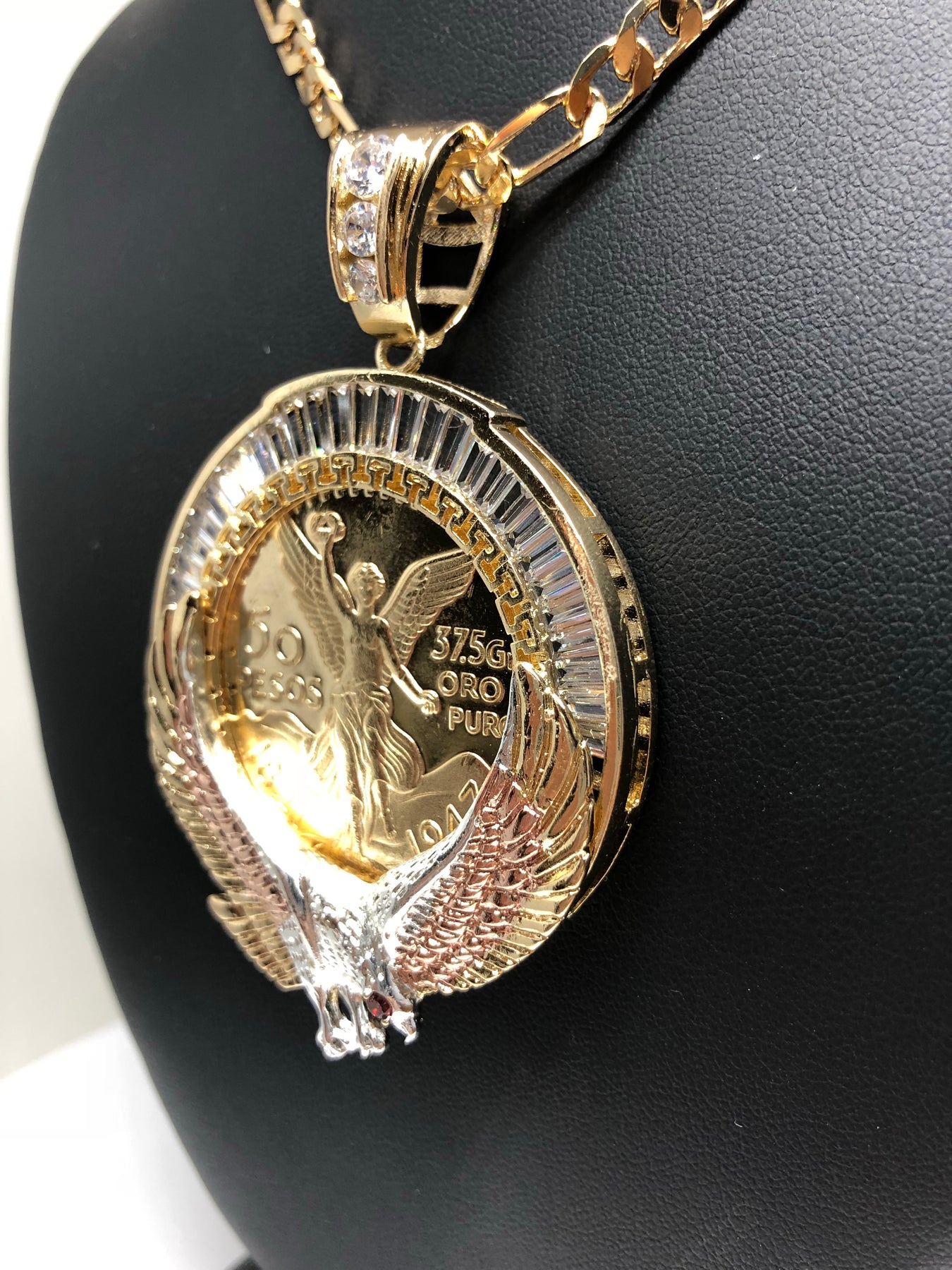 Gold Plated Mexican Centenario Coin Pendant Chain Centenario Necklace ...