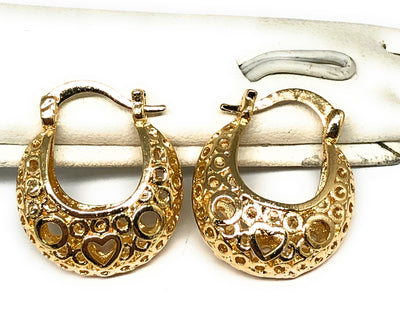18K Gold Classic Basket Hoop Earring|Aretes Canasta Flores Mini Oro  Laminado 18K