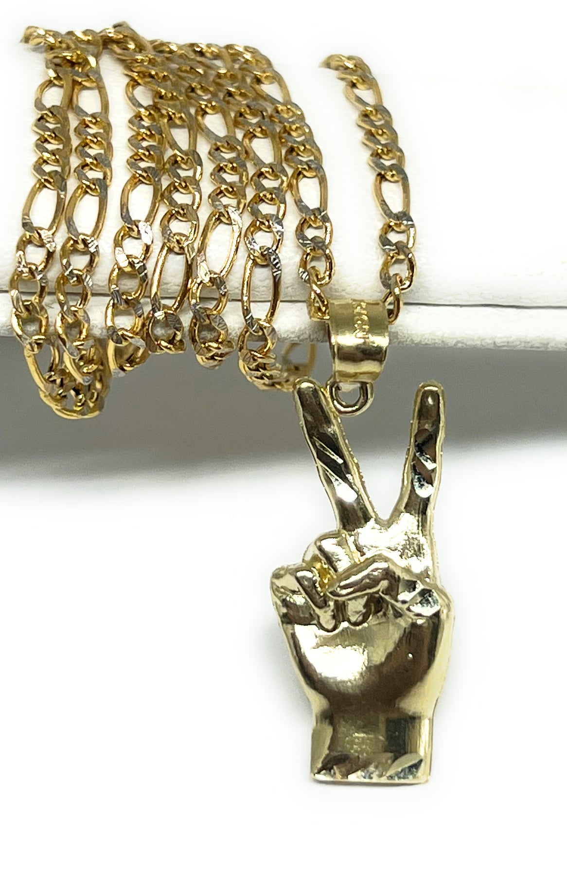 Etched Money Bag Necklace Charm in 10K Gold