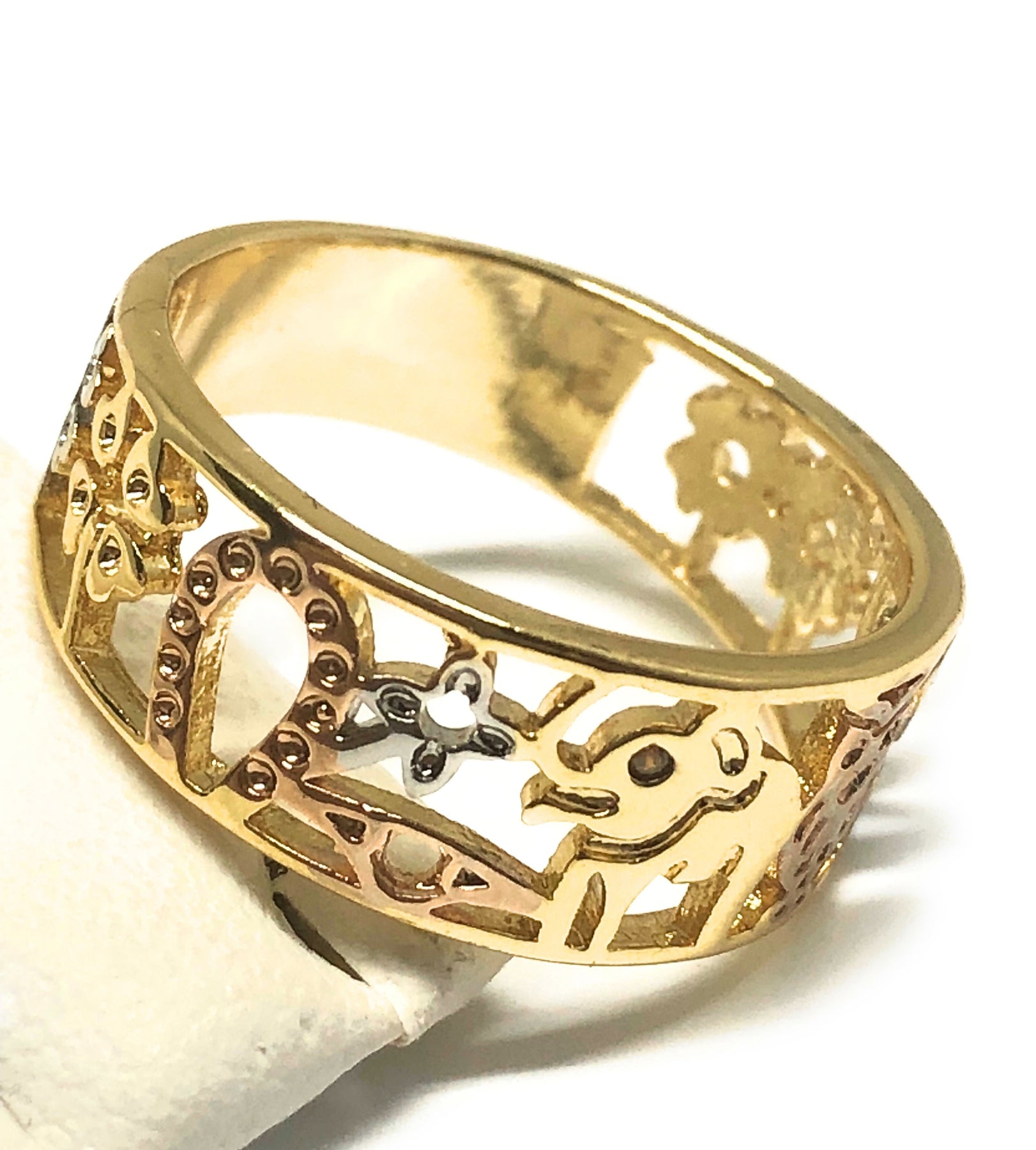 Gold Plated Lucky Symbols Ring Anillo de Suerte – Fran & Jewelry