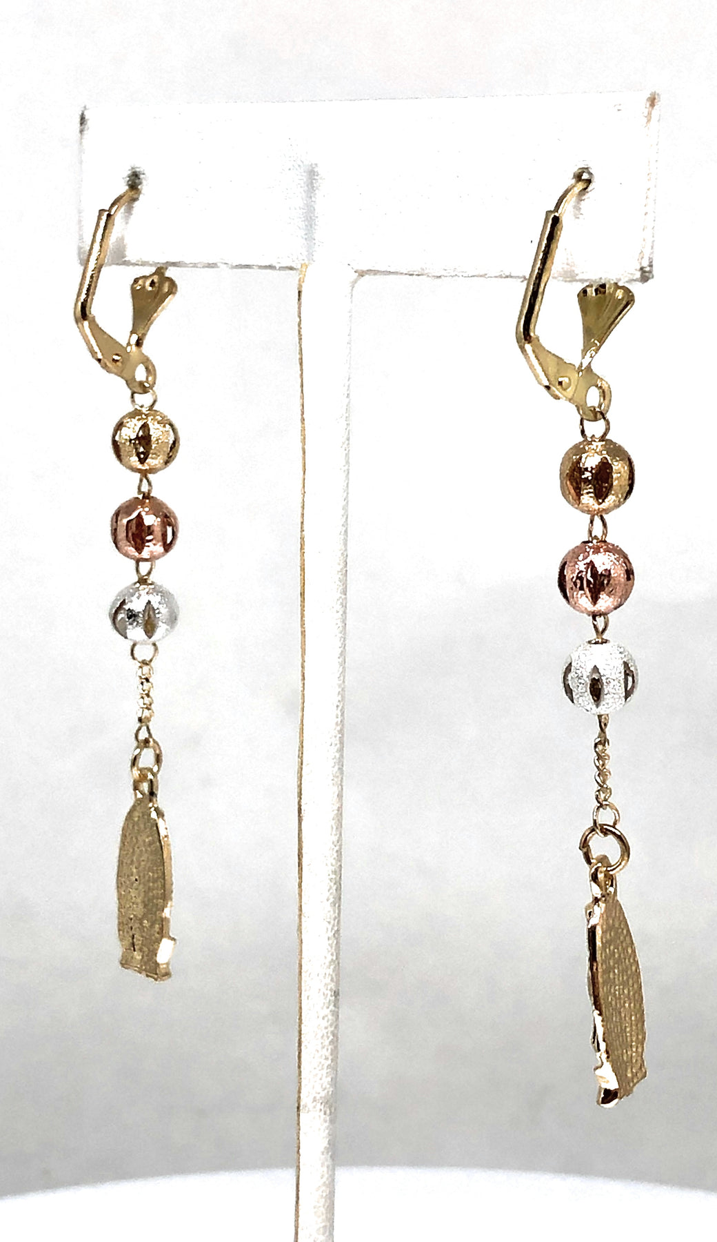 14k Tricolor Gold Plated Virgin Mary Earrings Mother's Days, Valentine's  Days, Christmas Bellos Aretes En Oro Laminado Virgen Guadalupe 