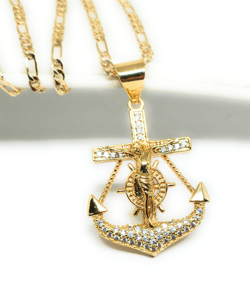 Iced out sales anchor pendant