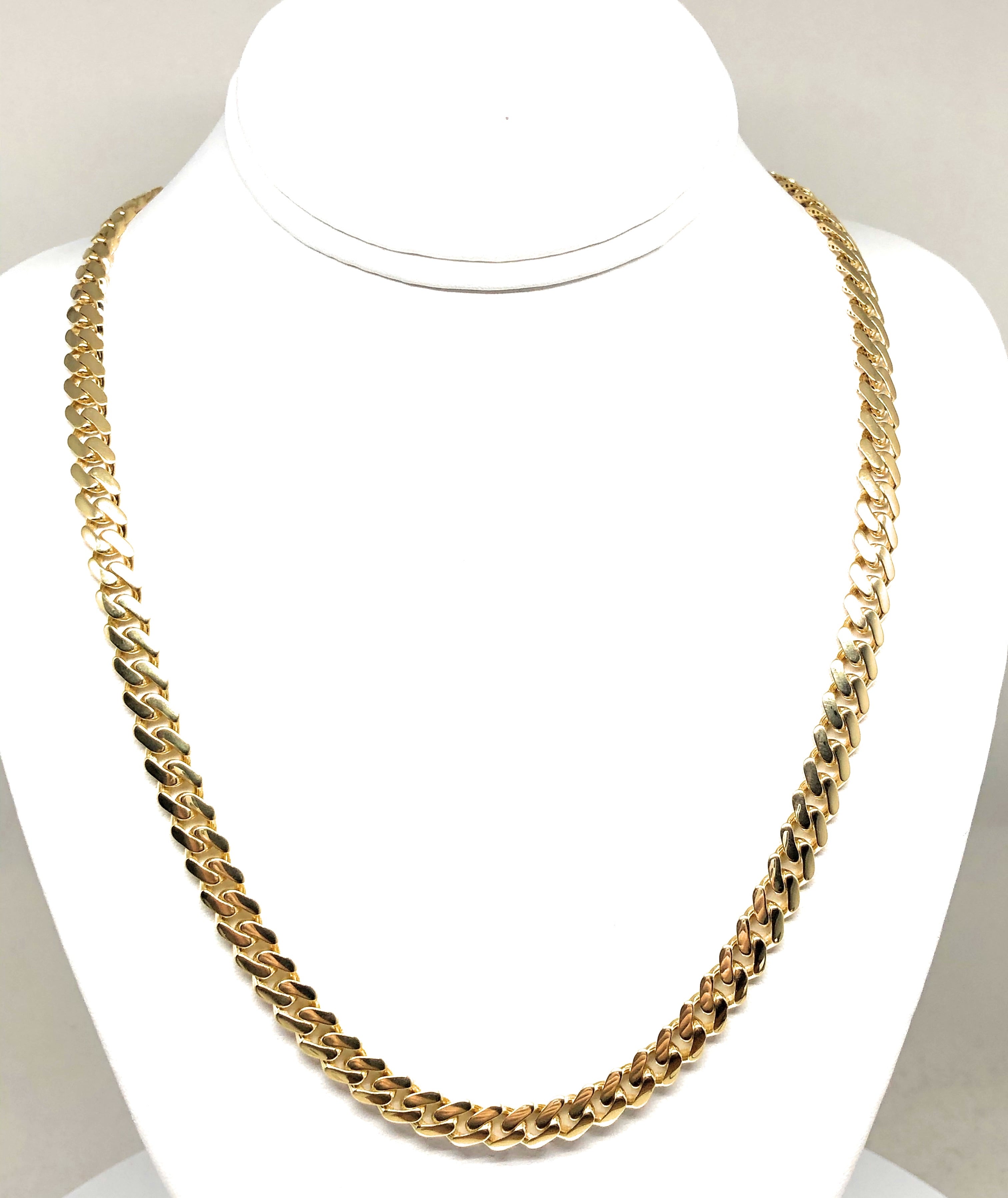 10k Solid Gold Monaco Miami Cuban Link Chain 24-26 inches 7.7mm (Semi ...