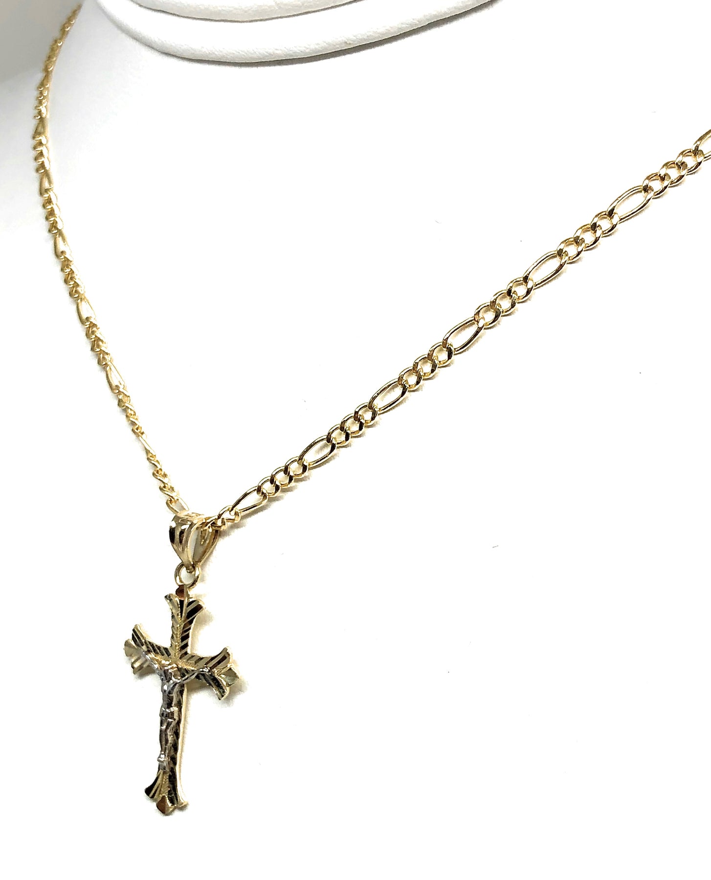 Essentials Essentials 14K Gold Filled Solid Beveled Edge Embossed Crucifix Cross with 14K Gold Filled Chain Pendant Necklace 18 (Previously C