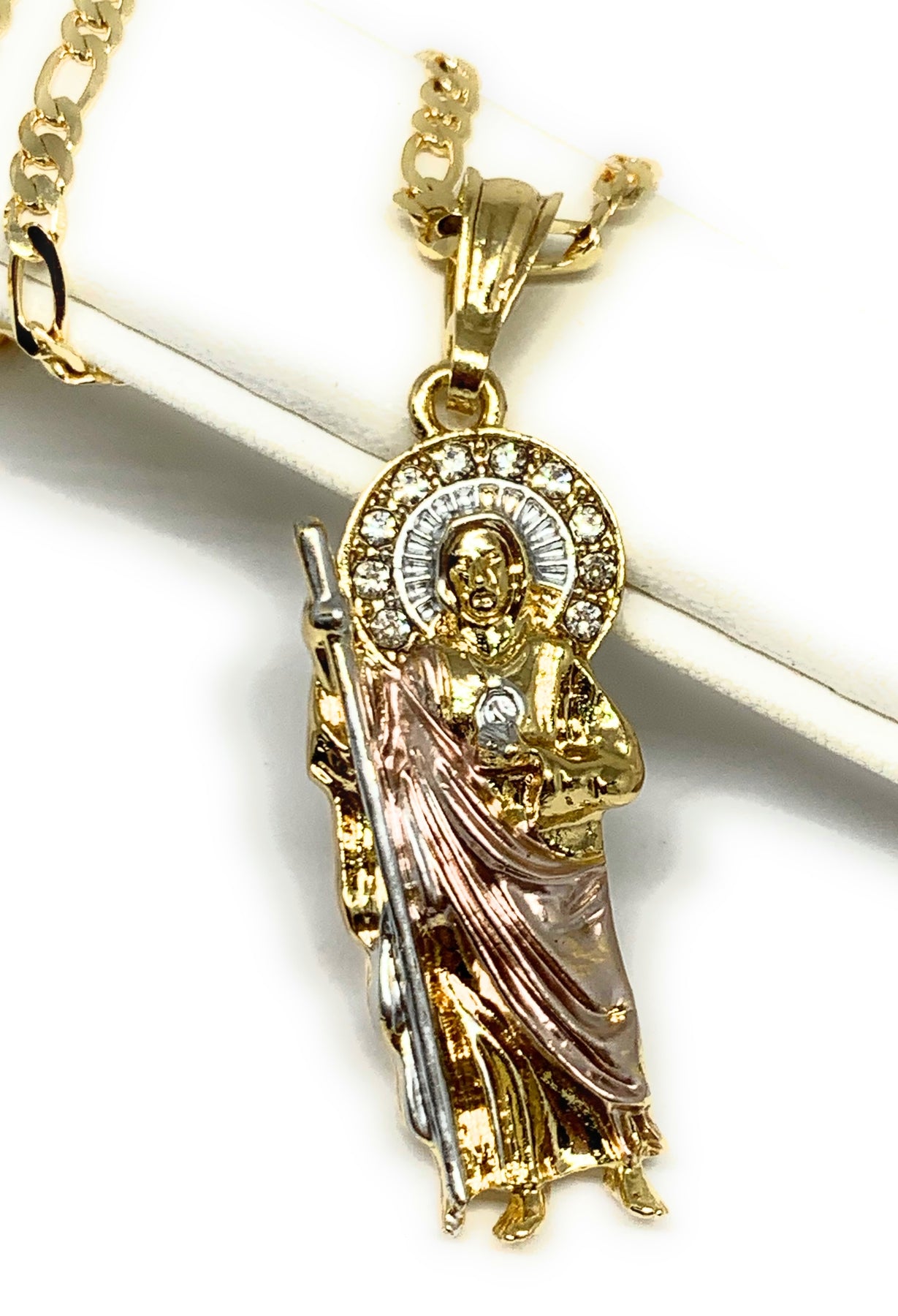 Gold Plated Saint Jude Pendant Necklace Chain San Judas Tadeo Jewelry Yellow Only