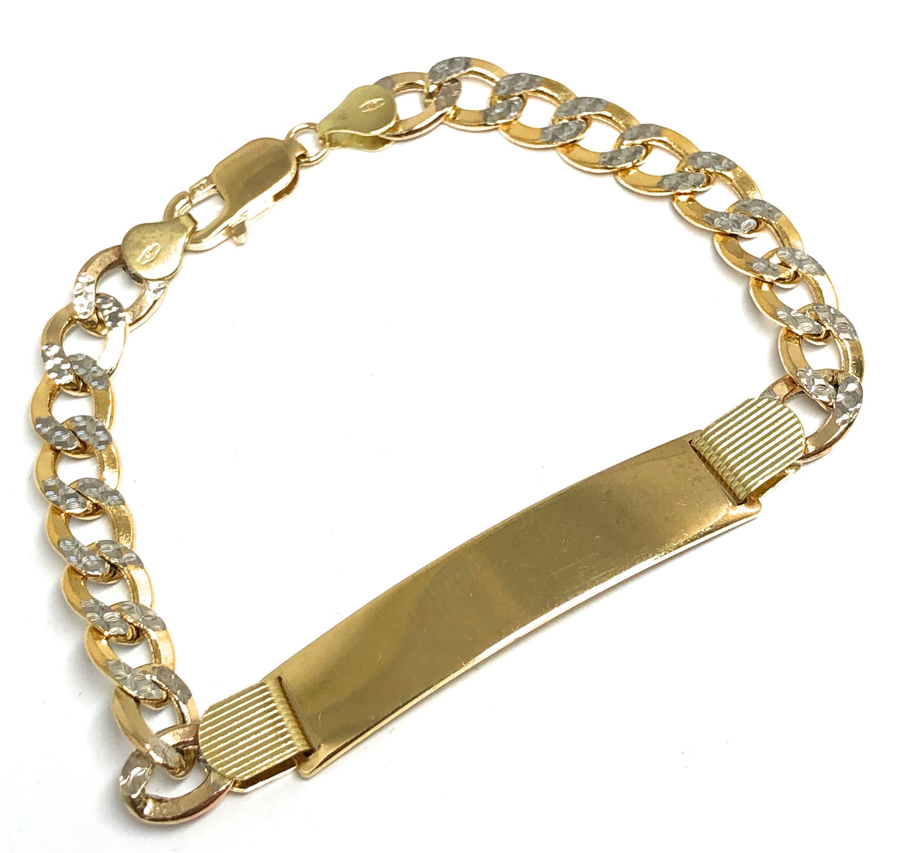 10K Yellow Gold Custom Name/ID Bracelet with Diamond Letters