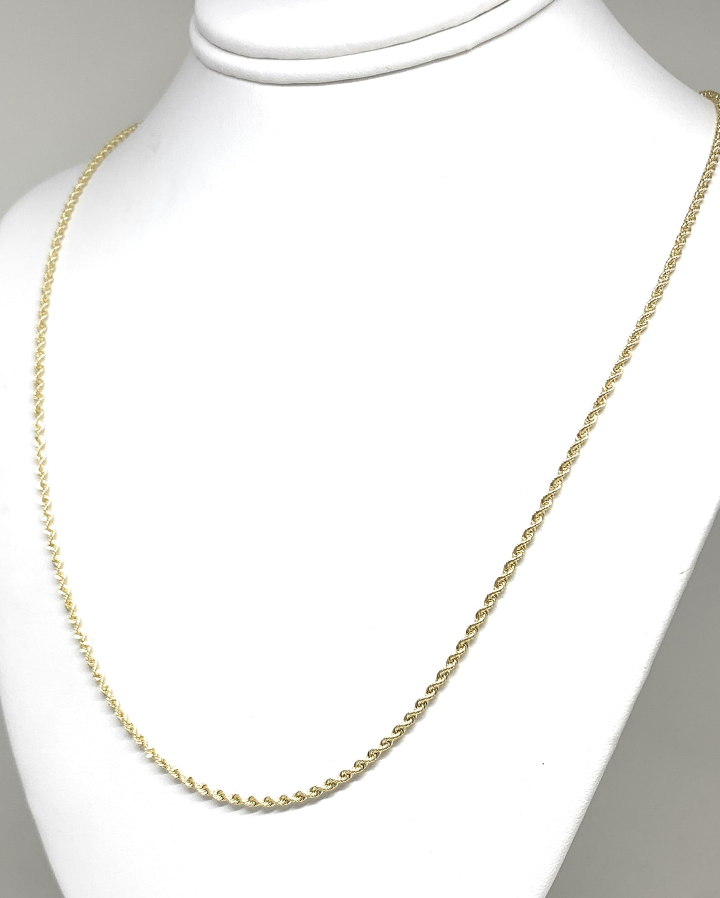 10k Solid Gold Yellow Rope Chain 16-26 inches 2mm (Semi-Hollow Style ...