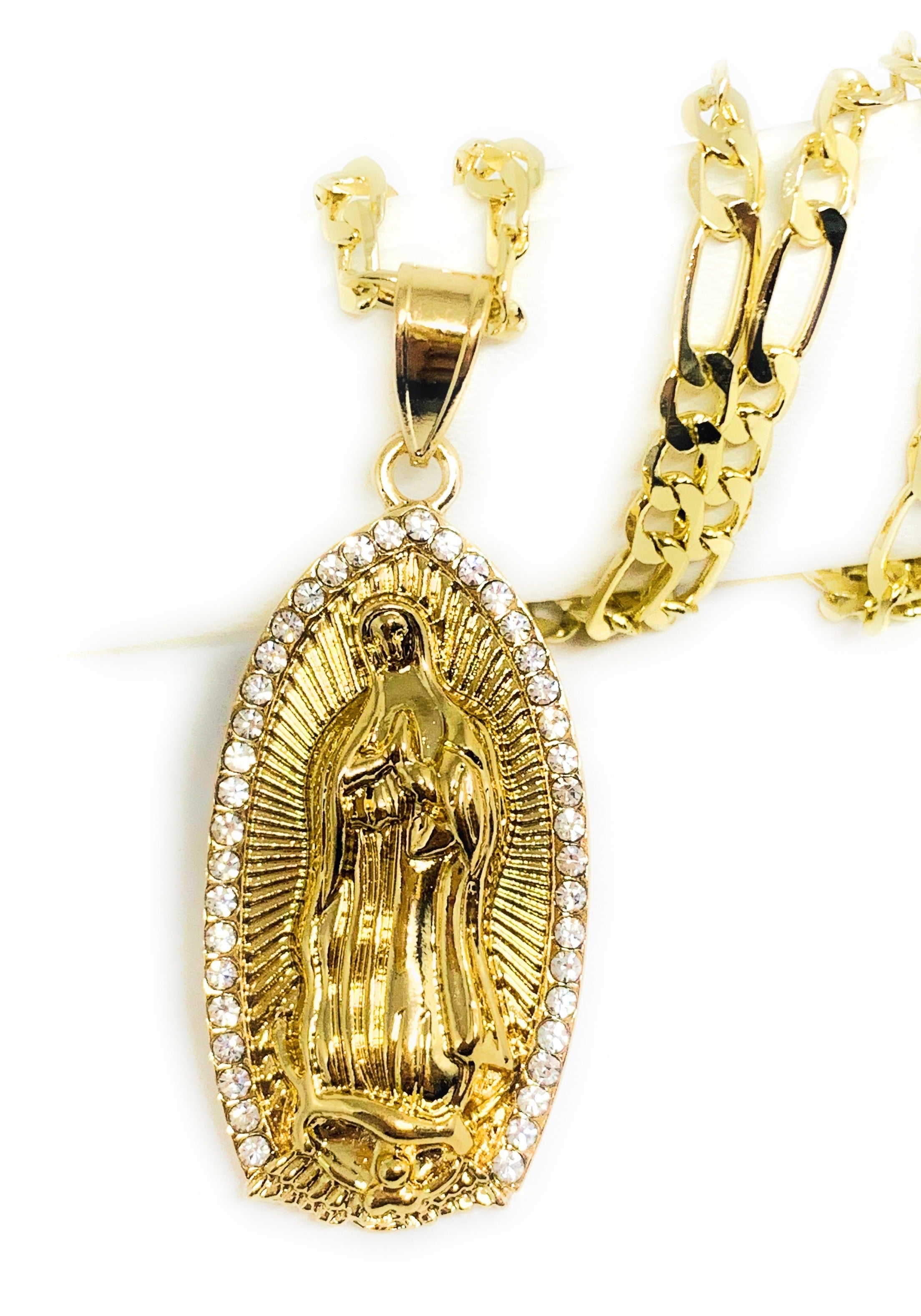 Gold Plated Virgin Mary Pendant Necklace Virgen de Guadalupe Pendant ...