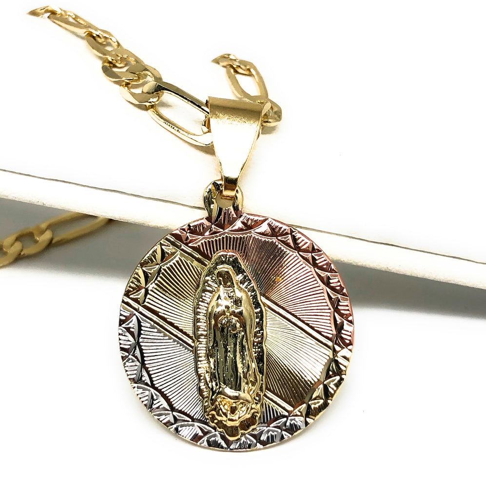 Cadena de la Guadalupe en Oro Laminado 14K Para Hombre / Yellow Gold F –  primejewelry269