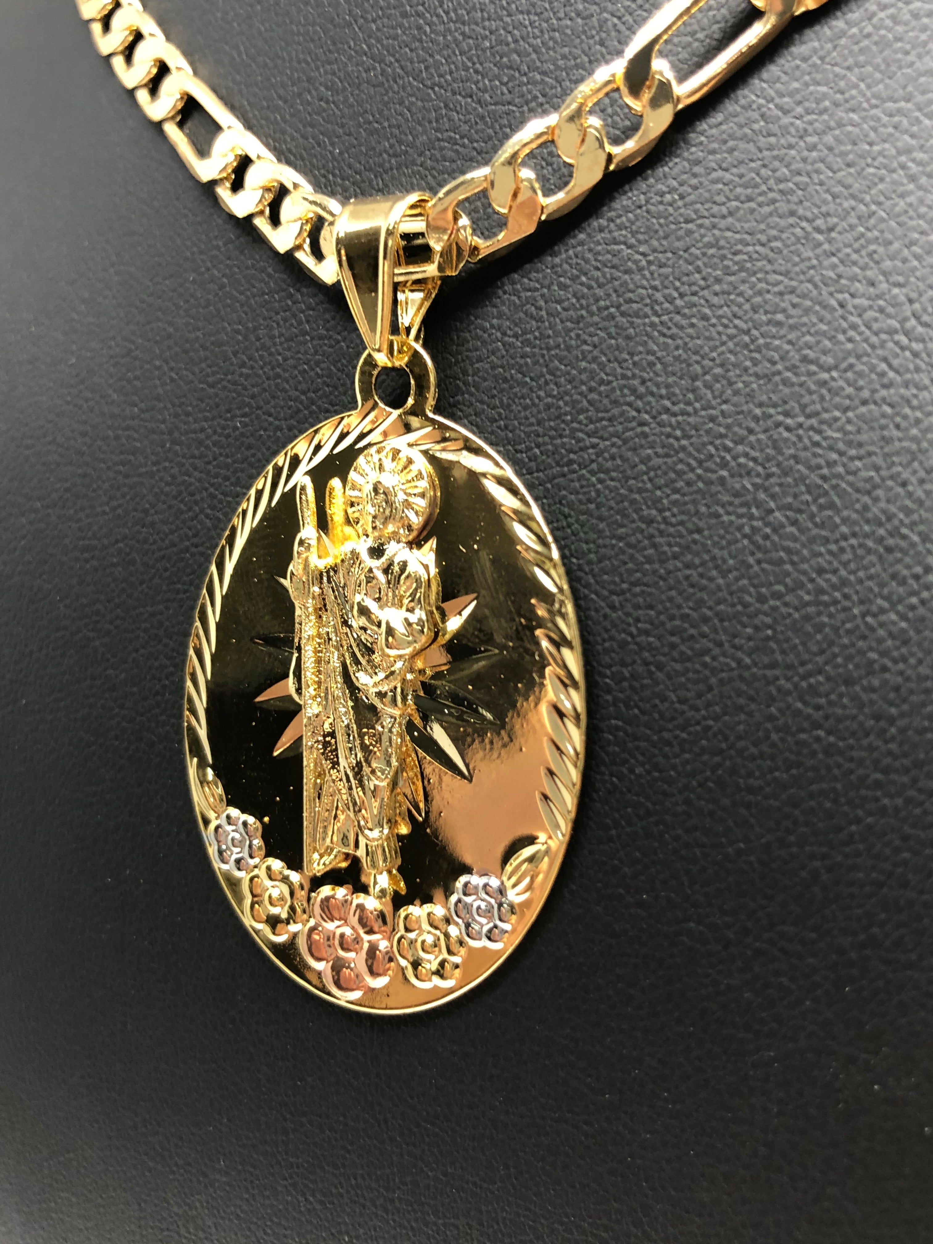 Gold Plated Saint Jude Pendant Necklace Chain San Judas Tadeo Jewelry ...