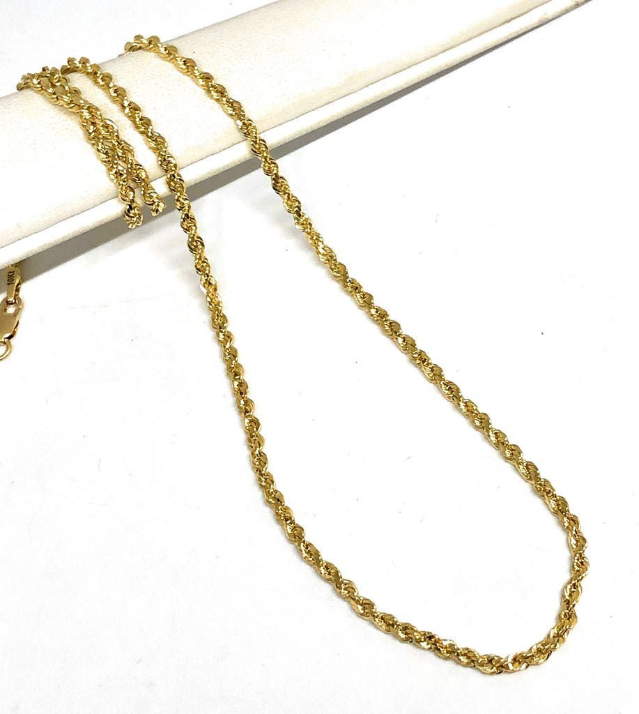 Hollow Rope Chain 2.9-3.0mm 14K Yellow Gold 20