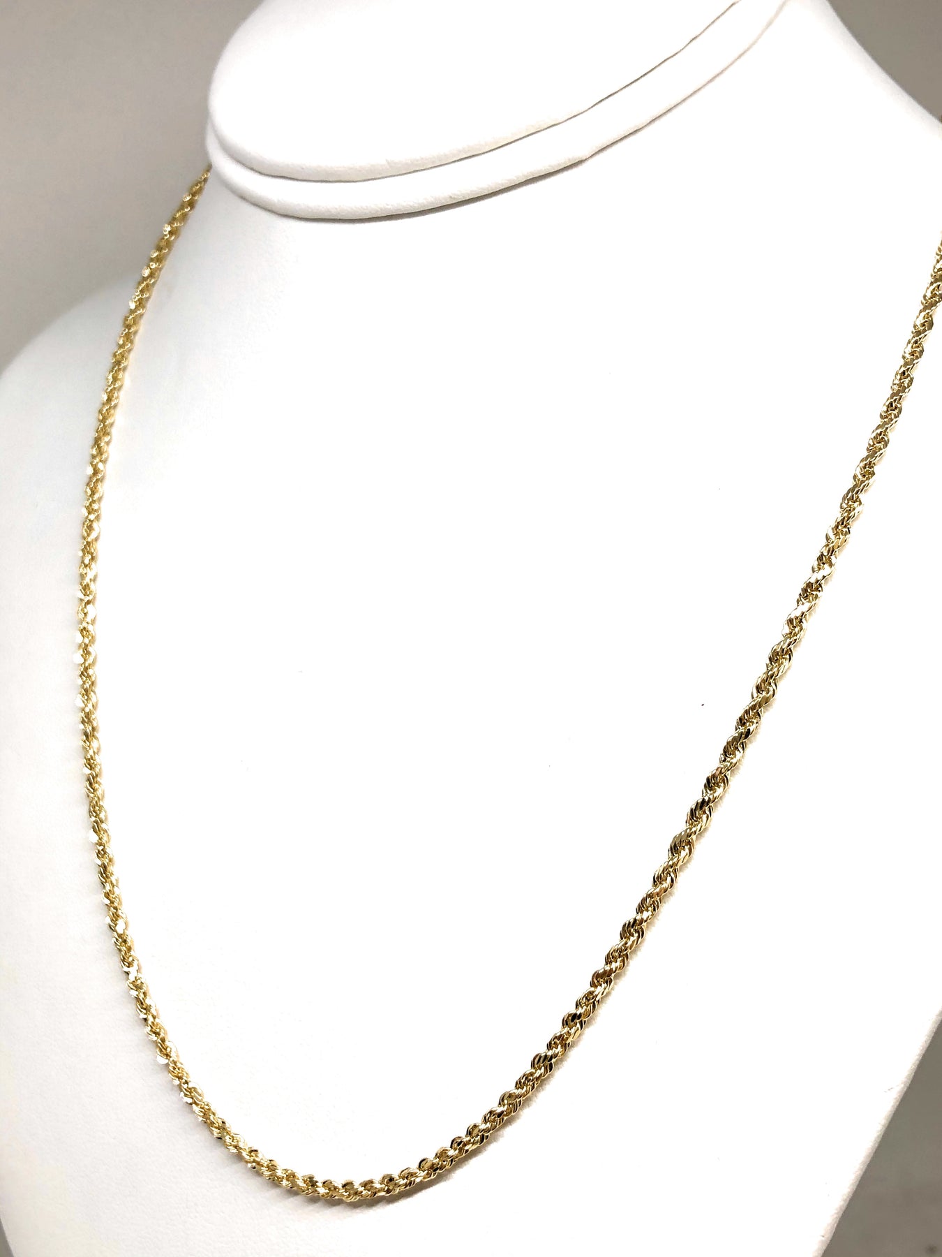 14k Solid Gold Yellow Rope Chain 18-26 inches 2.5mm (Semi-Hollow Style –  Fran & Co. Jewelry Inc.