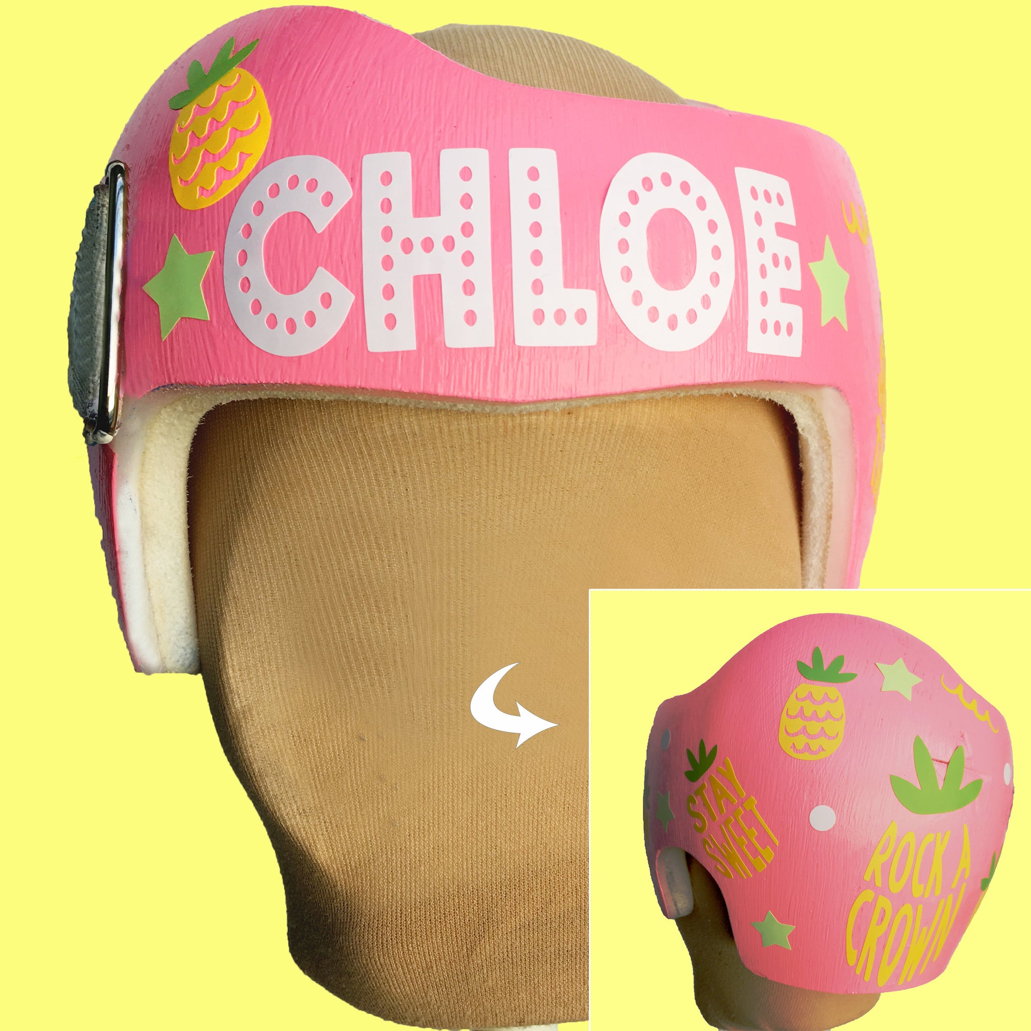 Summer Baby Girl Helmet Cranial Band Design Pineapples Babbleworthy