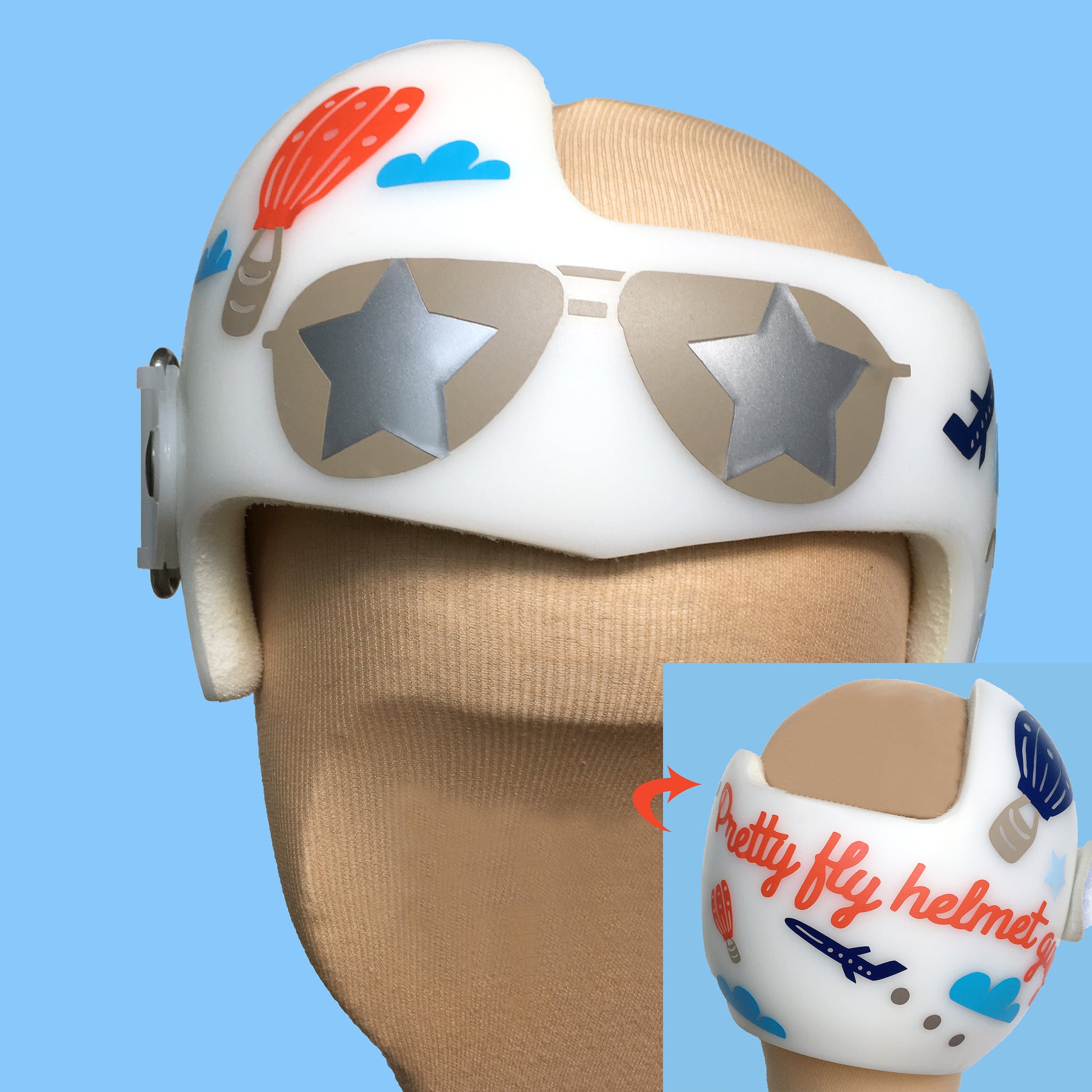 Baby Helmet Cranial Band Decals Aviator Hot Air Balloon Airplane Helm Babbleworthy