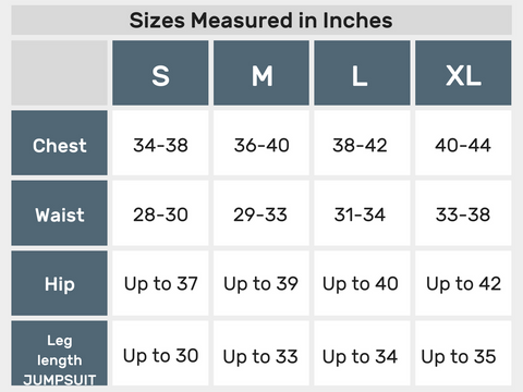 Jumpsuit Size Chart