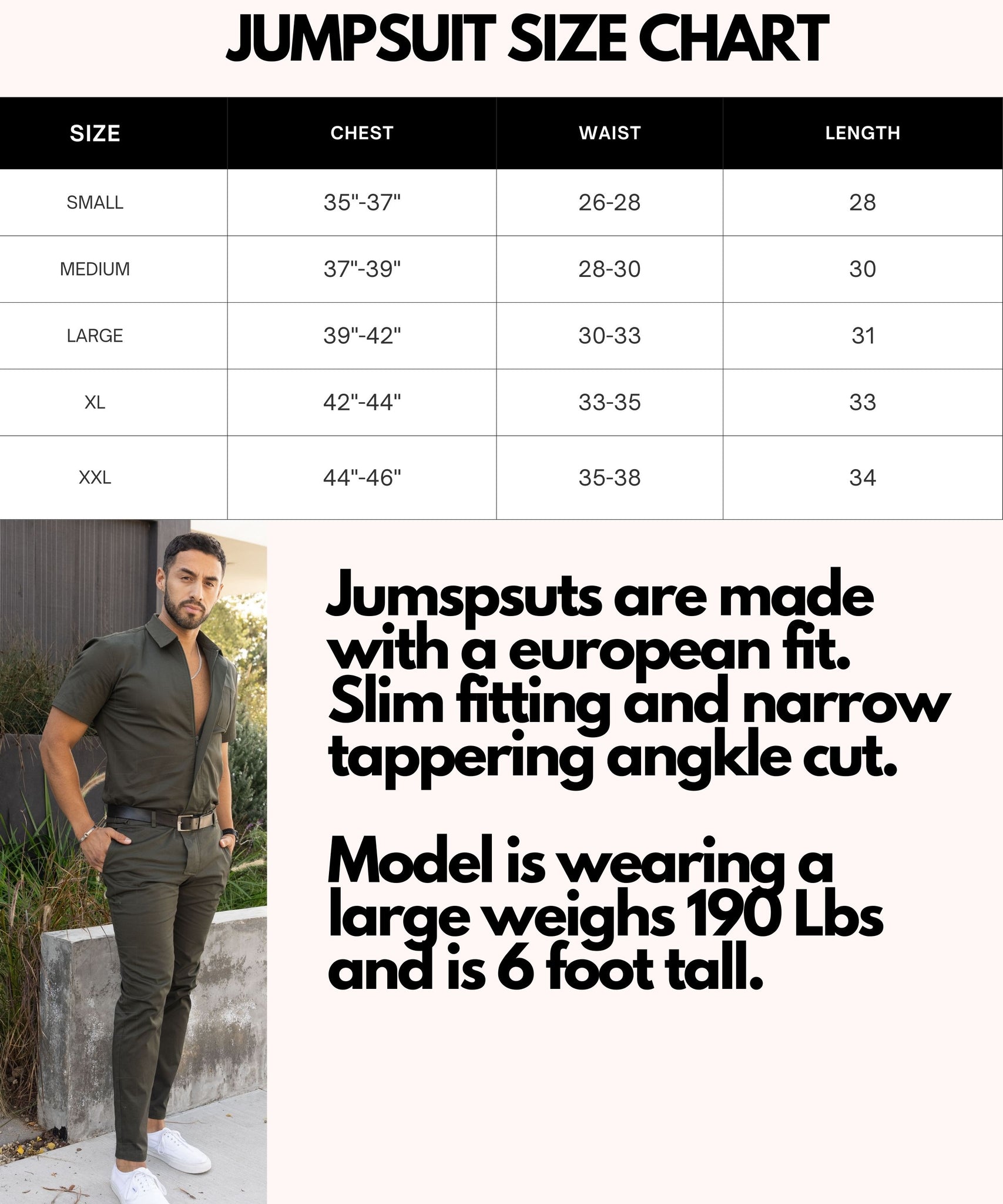 Jumpsuit Size Chart