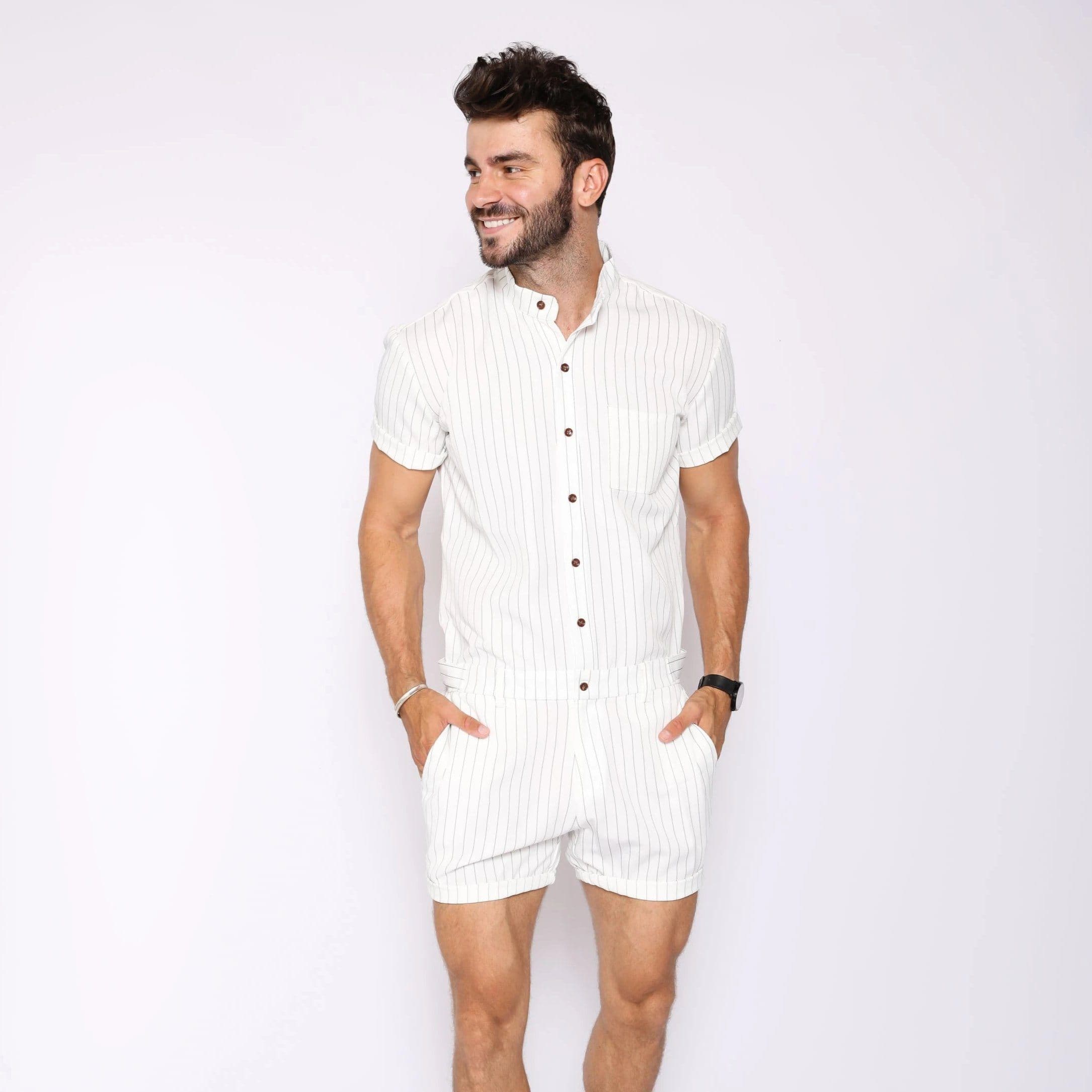 all white shorts romper