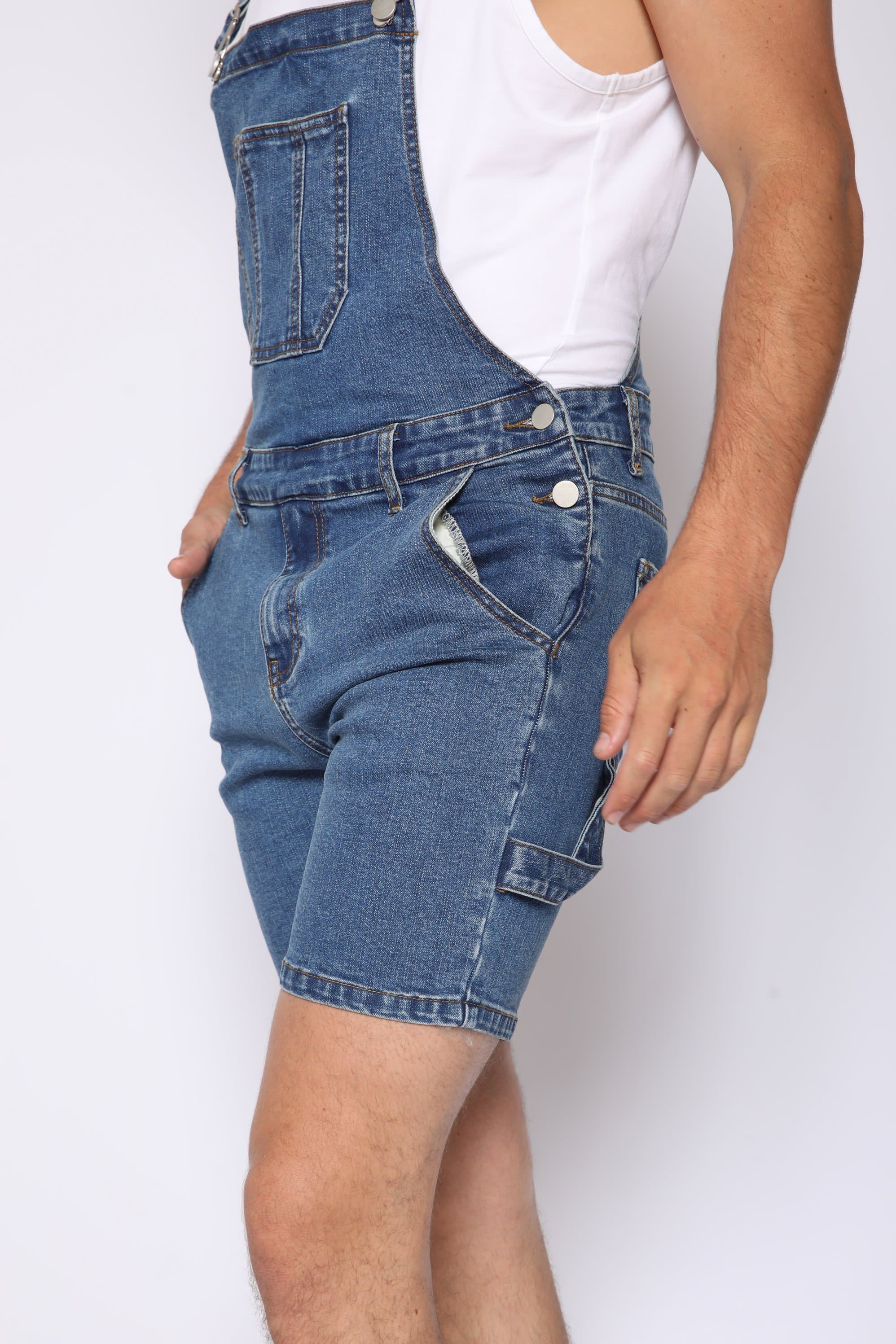 Blue Denim Overall Shorts