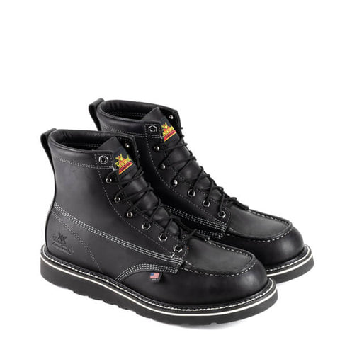 Thorogood Boots 814-6206 6" Midnight Series Black on Black Moc Toe American Heritage - Made In USA