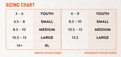 Softball Sock Size Chart