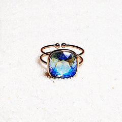 Blue Swarovski Ring with adjustable band