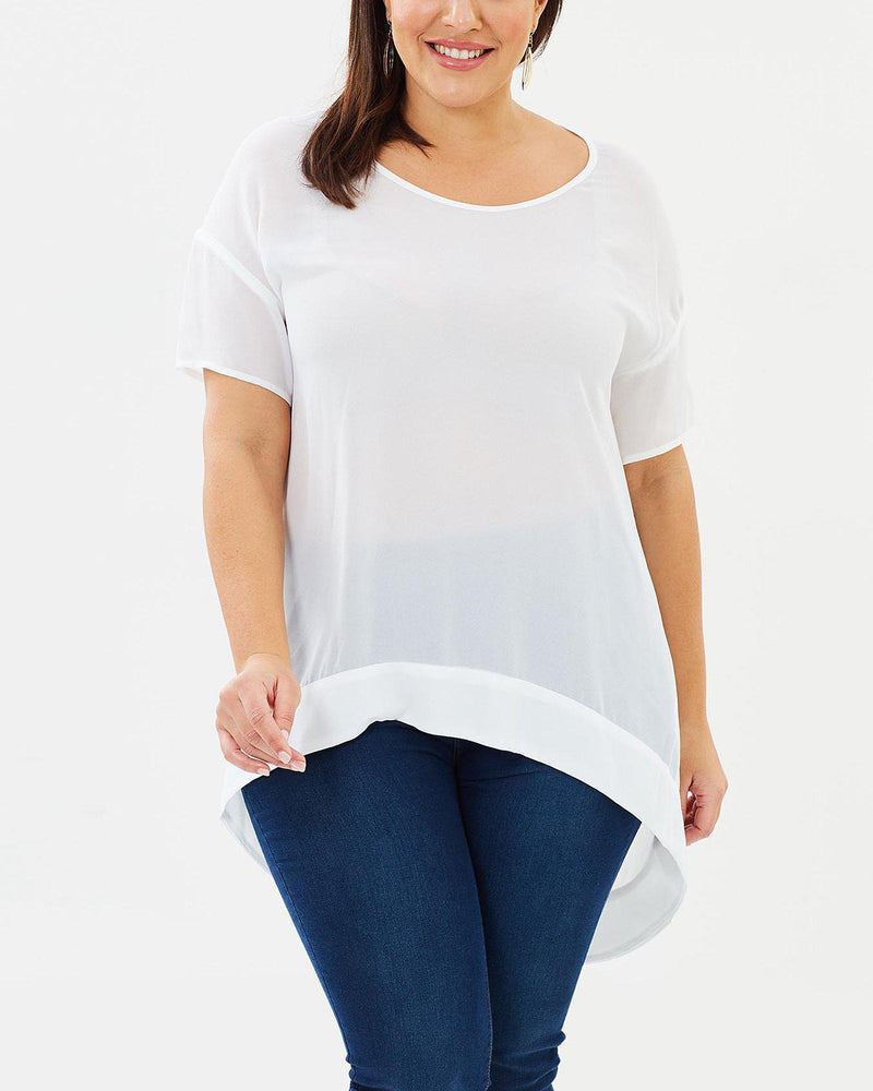 Loose Hi-Lo Top in Off White by 