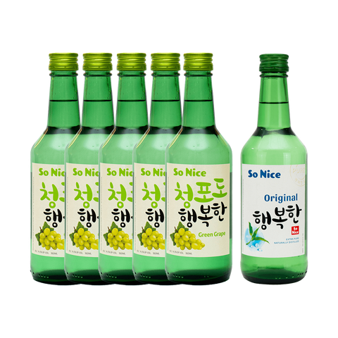 5 So Nice Green Grape Soju + 1 Original Soju