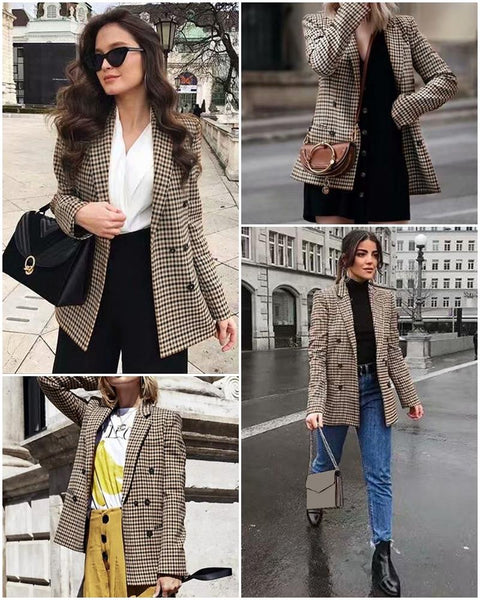 Veste Blazer Tendance à Carreaux