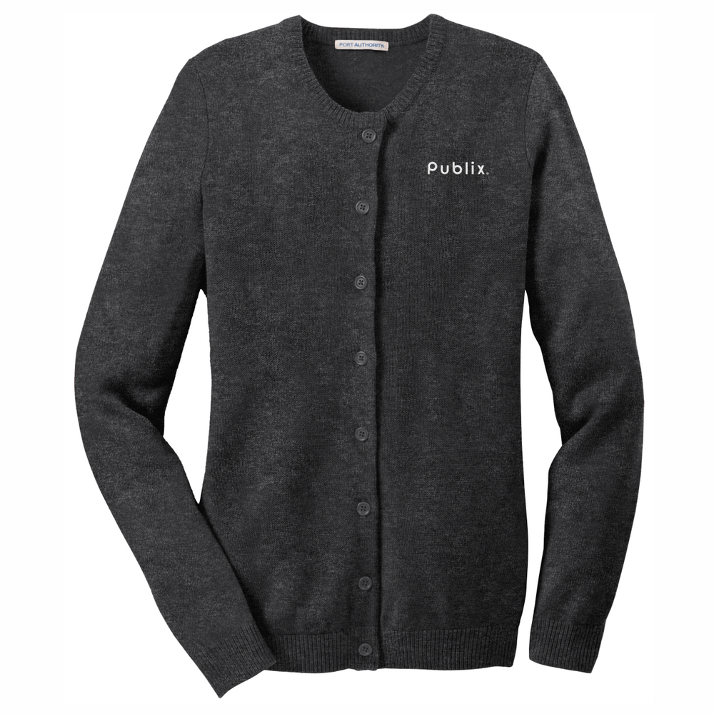 Publix Company Store By Partner Marketing Group - port authority ladies jewel neck cardigan sweater charcoal grey barm approved